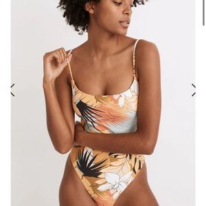 NWOT Madewell Second Wave Spaghetti strap one piece swimsuit- tropical vacation